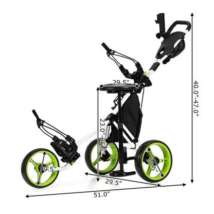 3 Wheel Golf Push Cart Folding Golf Trolley
