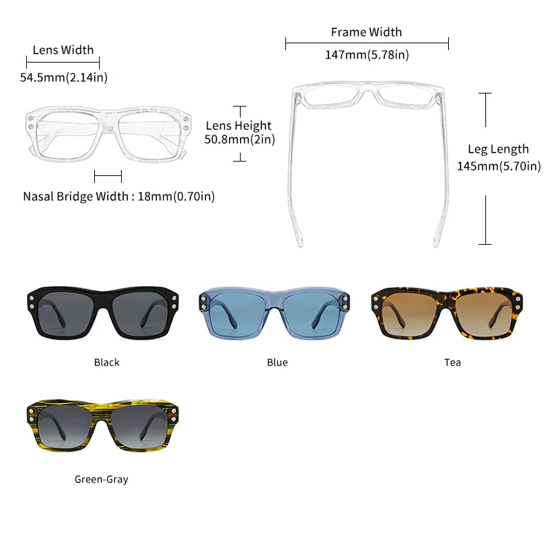 GCV – Polarisierte, quadratische Sonnenbrille aus Acetat