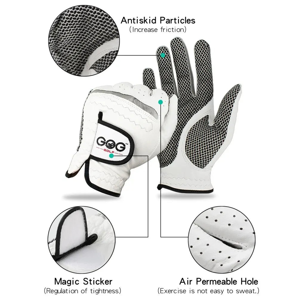 Soft Sheepskin Golf Glove with Anti-Slip Granules for Men