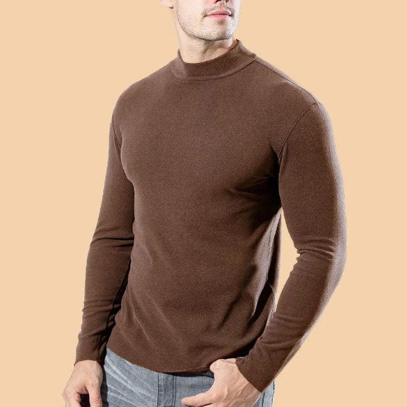 Pull chaud à col montant pour hommes, hiver chaud