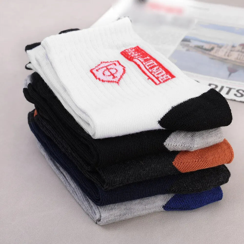 5Pairs Breathable Cotton Sports Socks - Winter Men Socks