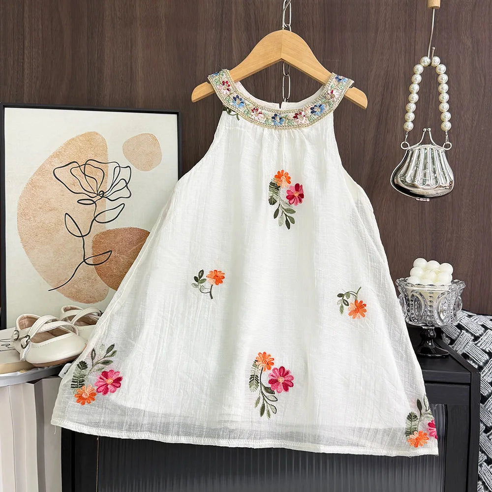 Bear Leader – Beiges Plisseekleid aus Spitze für Mädchen