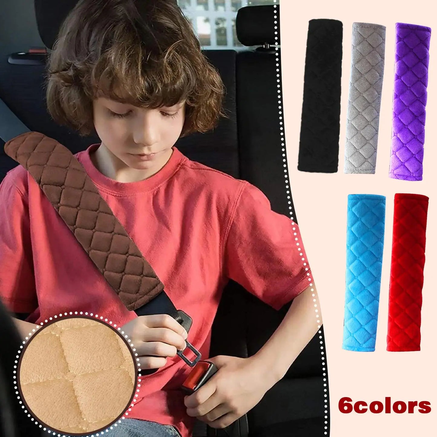 Universal Plush Car Seat Belt Cover - Adjustable Shoulder Pad