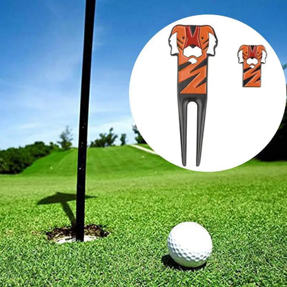 Divot-Reparaturwerkzeug mit Cartoon-Tiger und Ballmarker, kratzfestes Design