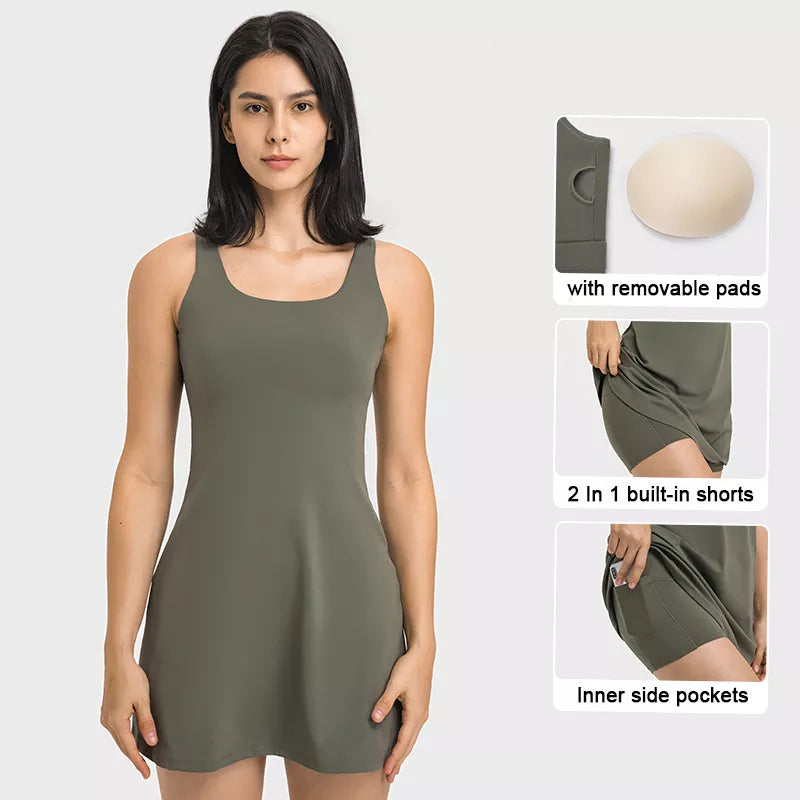 U-shaped Sleeveless Golf Dress for Women