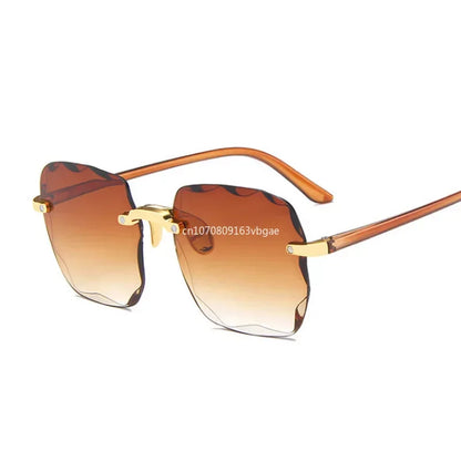 Randlose, quadratische Designer-Sonnenbrille für Damen