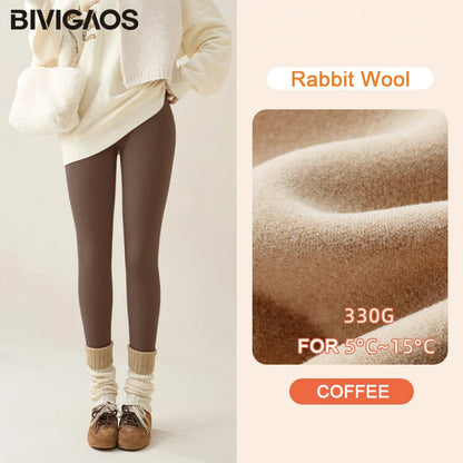 Leggings d'hiver en polaire de lapin et peau de requin