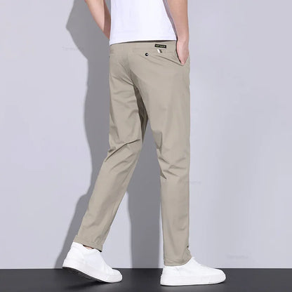 Pantalon d'été pour hommes en soie glacée à haute élasticité