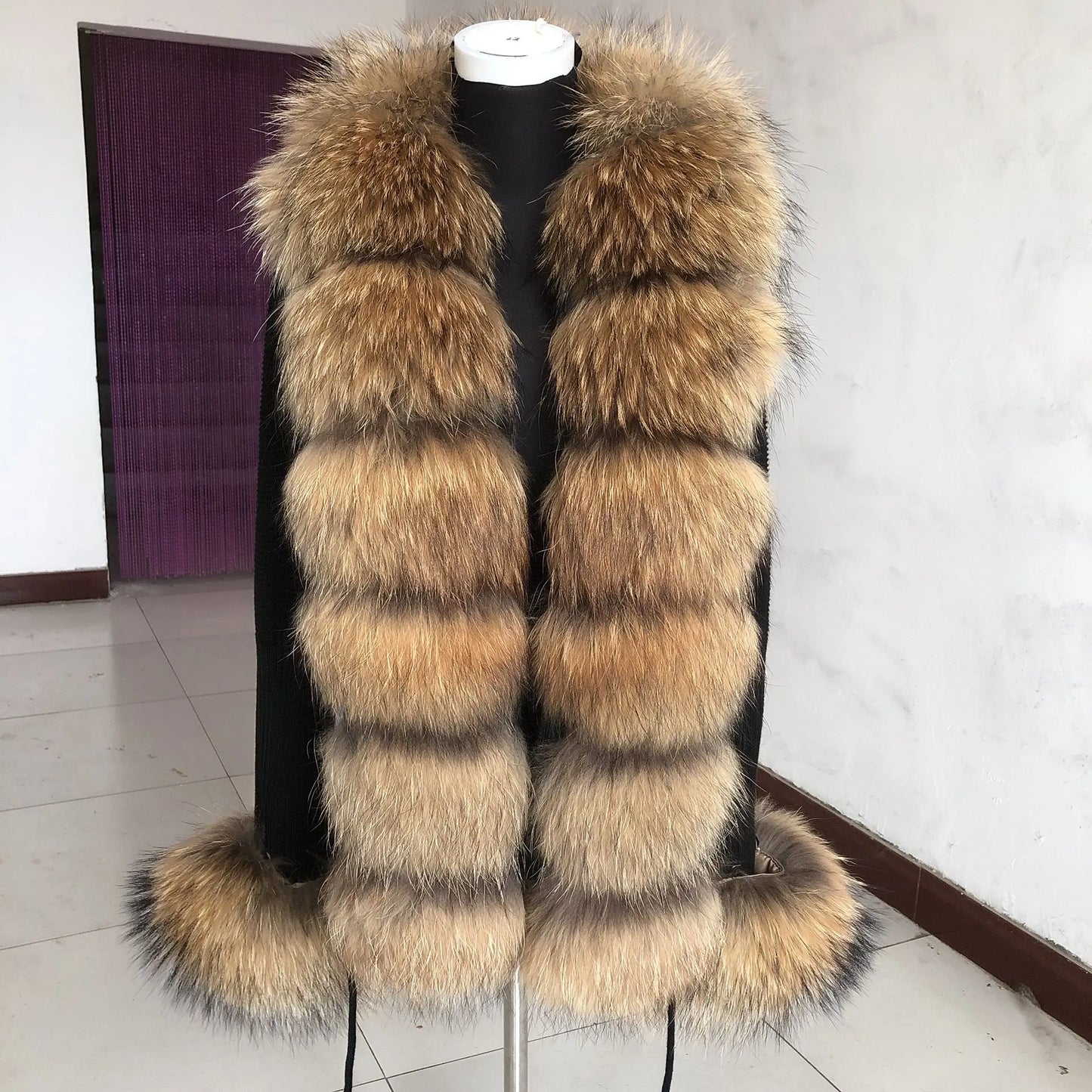 Women's Spring & Autumn Cardigan – Real Fox Fur Collar