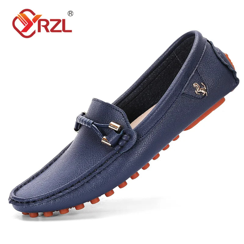 YRZL Loafers Men Handmade Leather Shoes Casual Driving Flats Slip-on Shoes Luxury Comfy Moccasins Shoes for Men Plus Size 37-48