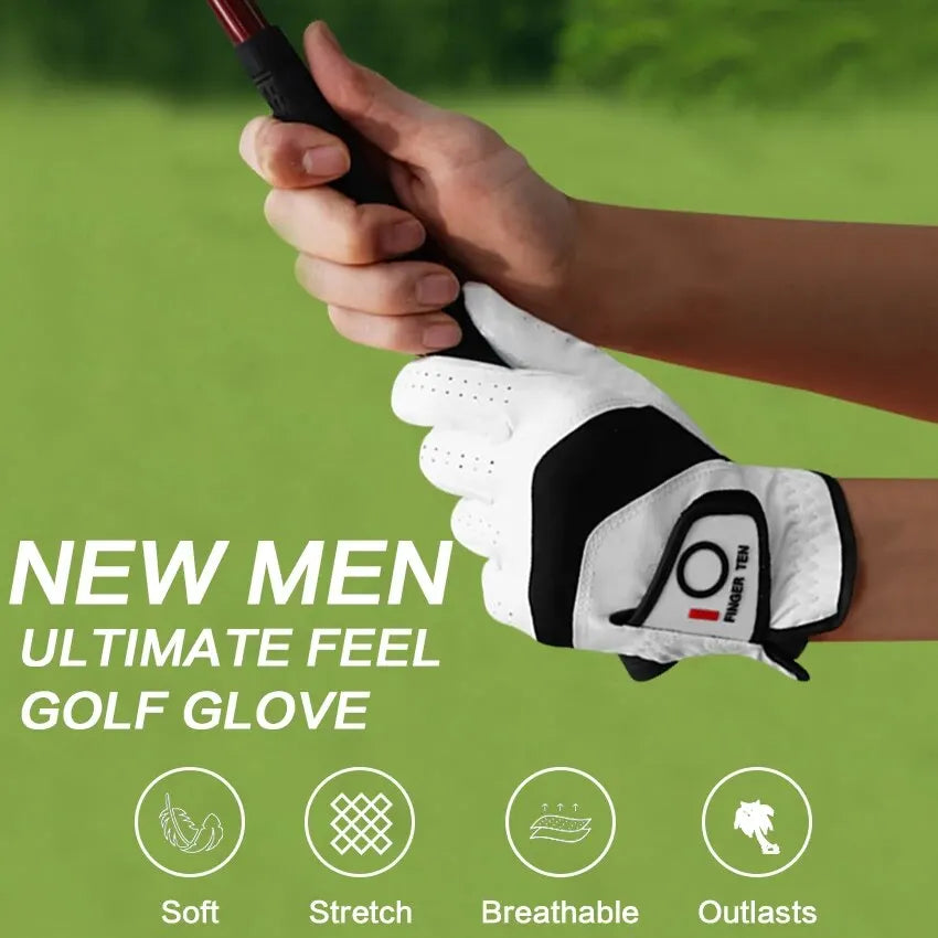 All-Weather Synthetic Leather Golf Gloves 5-Pack for Men