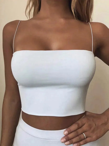 Women's Crop Top Sexy Elastic Cotton Camis sleeveless Short Tank Top Bar