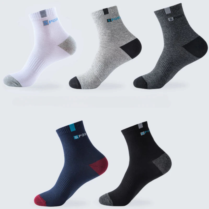 Chaussettes de sport respirantes et hautement élastiques en coton pour hommes