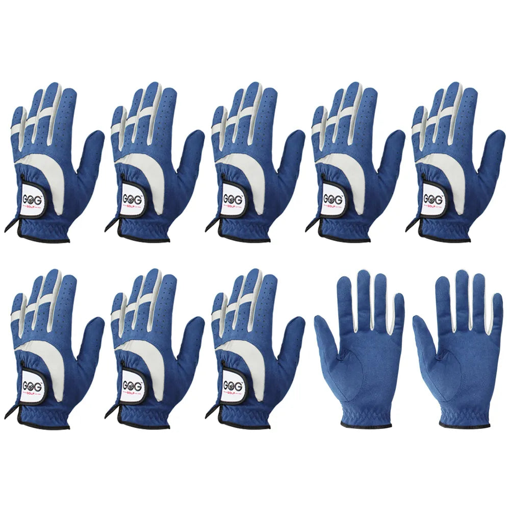 Pack 10 pièces hommes gants de Golf Cool confortable respirant Micro tissu bleu gant de Golf