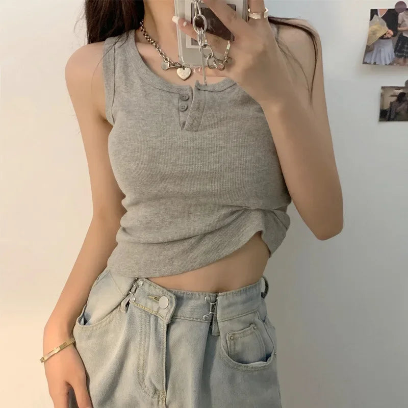 Sexy Ribbed Knit Sleeveless Crop Top