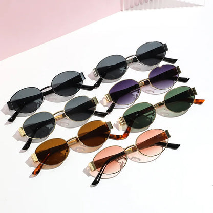 Retro Metal Frame Oval Sunglasses