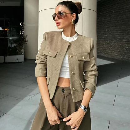 Cropped Button Jacket for Women