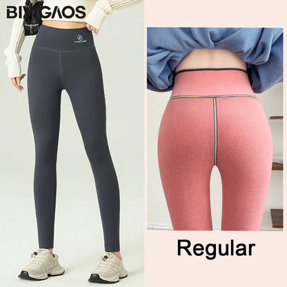 Leggings d'hiver en velours rose et peau de requin pour femmes