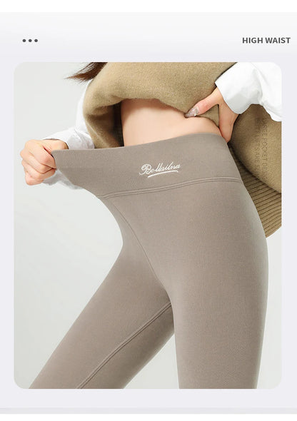 Leggings taille haute en velours d'agneau d'hiver