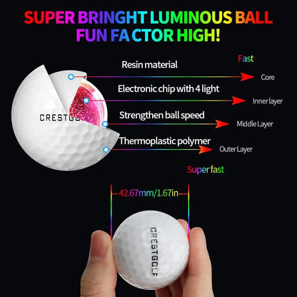 Crestgolf LED Glow Balls- Perfect Night Golf Gift