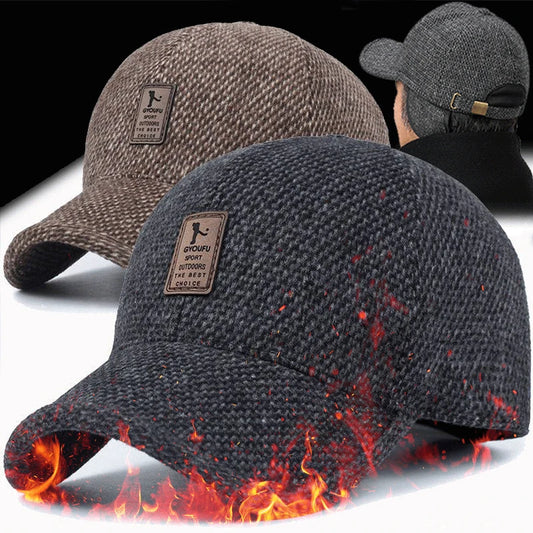 Winter Wool Snapback Hat with Ear Covers