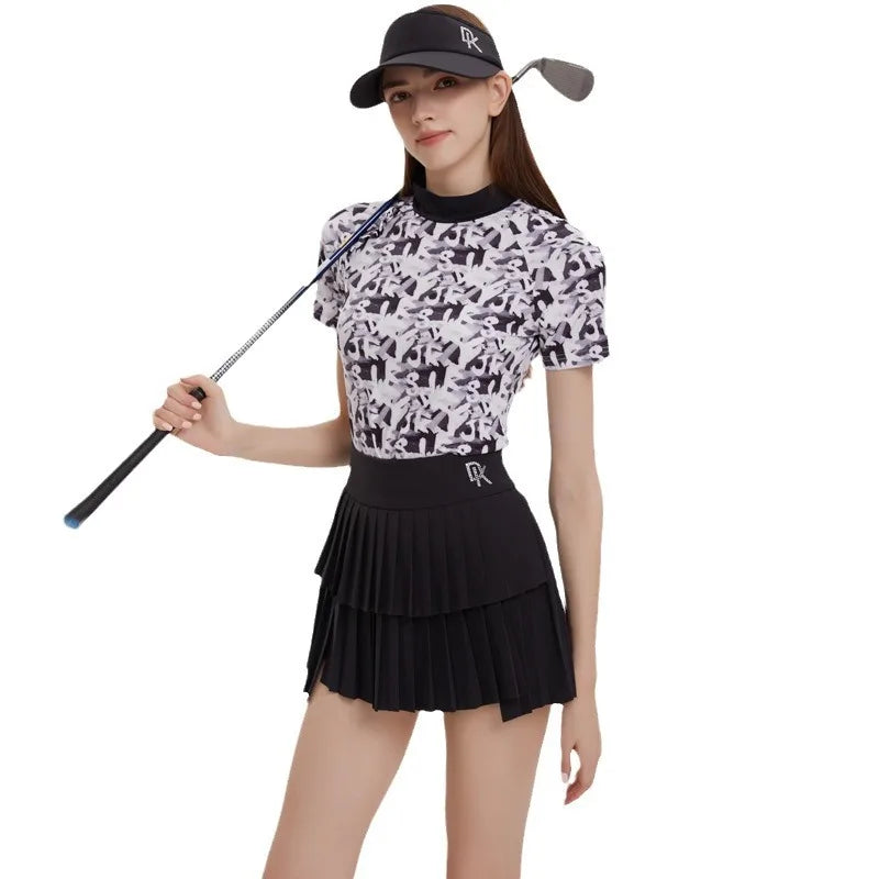 Vêtements de golf pour femmes - Chemise à séchage rapide et jupe-short plissée