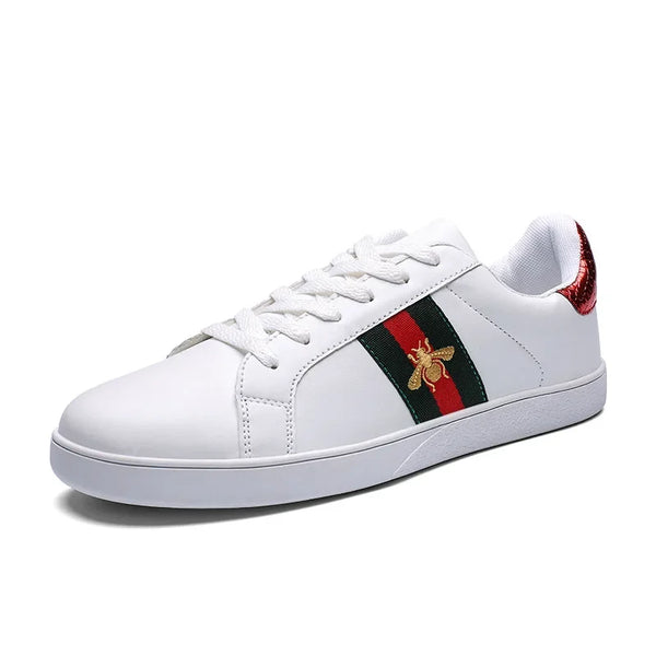 Unisex Genuine Leather Embroidered Motif Sneakers