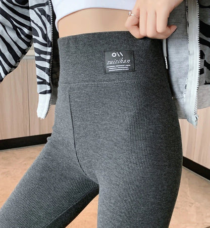 Legging de sport côtelé taille haute pour femme