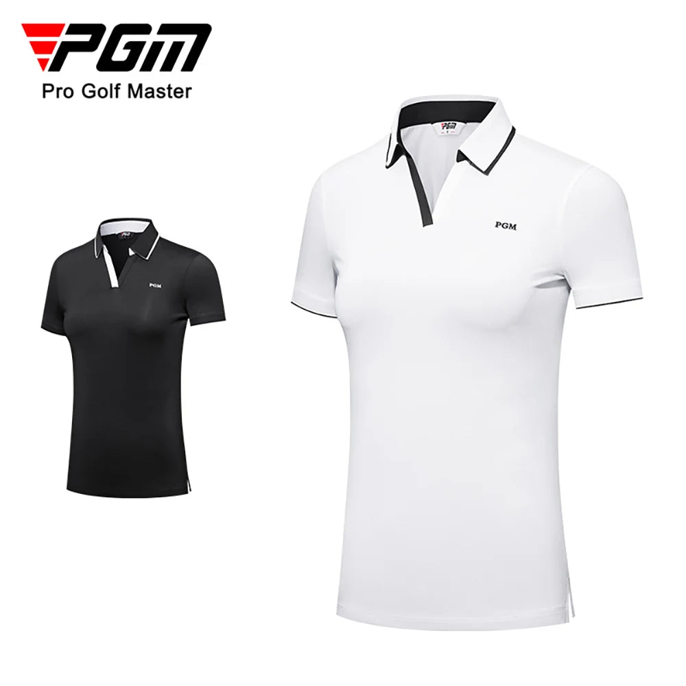 Women's Summer Golf Shirt - V-neck, Breathable, Short Sleeve