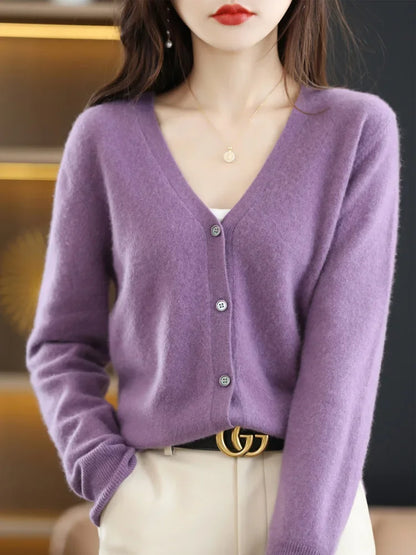 Cardigan élégant à col en V pour femme moderne