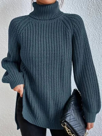 Damen Winter Rollkragen Übergroßer Strickpullover