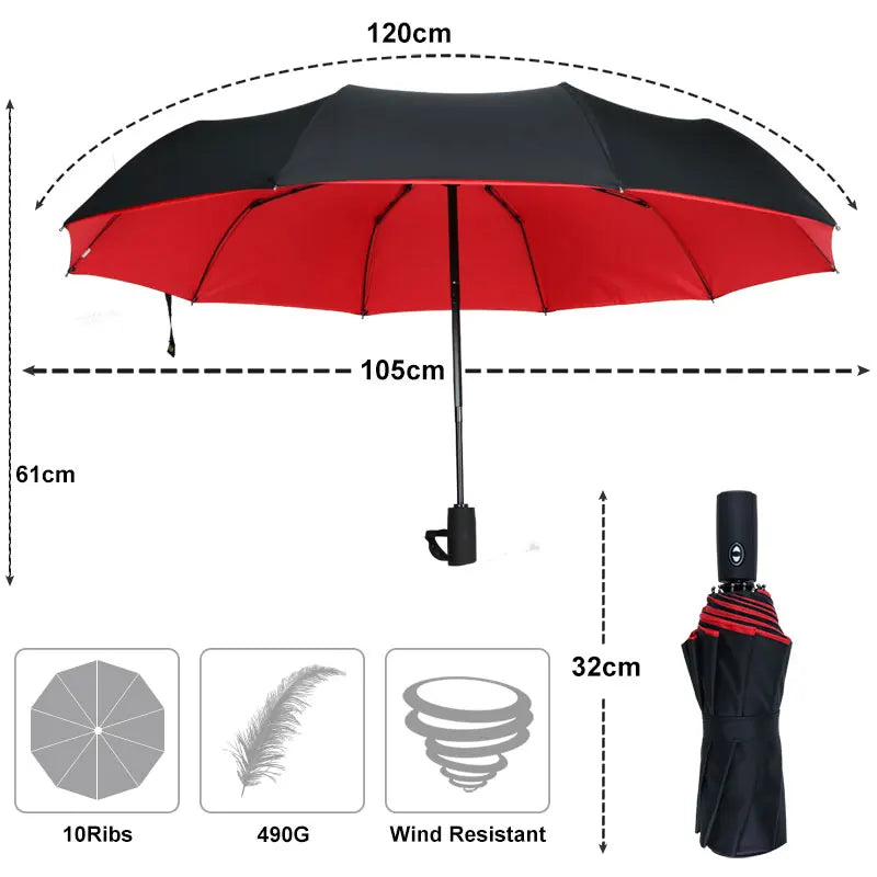 Parapluie automatique double couche coupe-vent de luxe