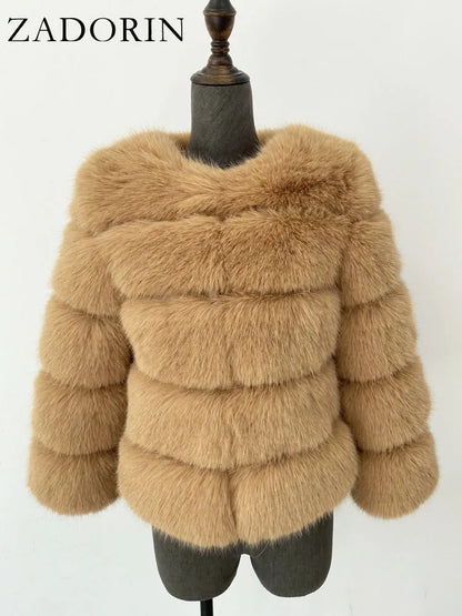 Elegant Black Faux Fur Mink Coat