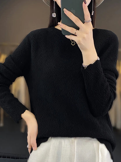 Pull en laine à col rond tendance pour femme