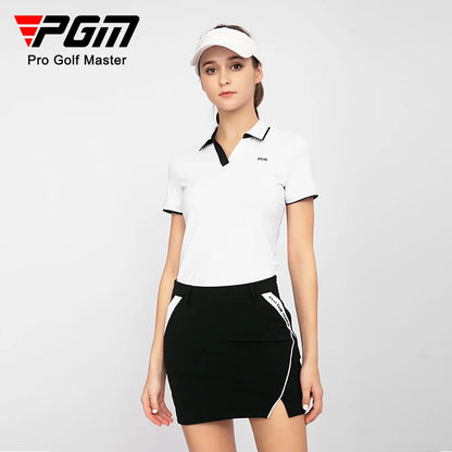 Women's Summer Golf Shirt - V-neck, Breathable, Short Sleeve