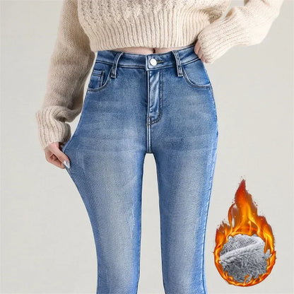 Winter-Thermo-Plüsch-Stretch-Skinny-Jeans für Damen