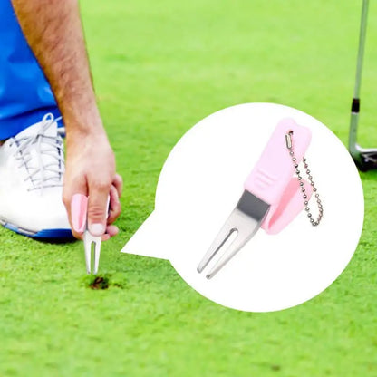 Tragbares Golf-Divot-Werkzeug aus Metall mit Ballmarker und Gabel