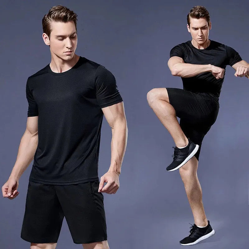 Black Quick-Drying Compression Men's Running Shirt