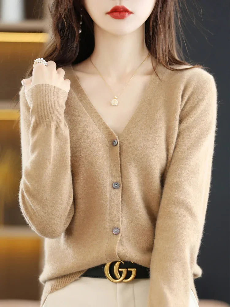 Cardigan élégant à col en V pour femme moderne