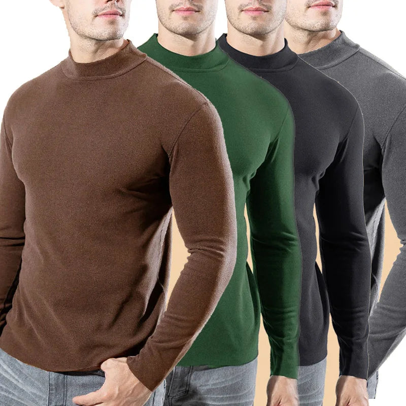 Pull chaud à col montant pour hommes, hiver chaud