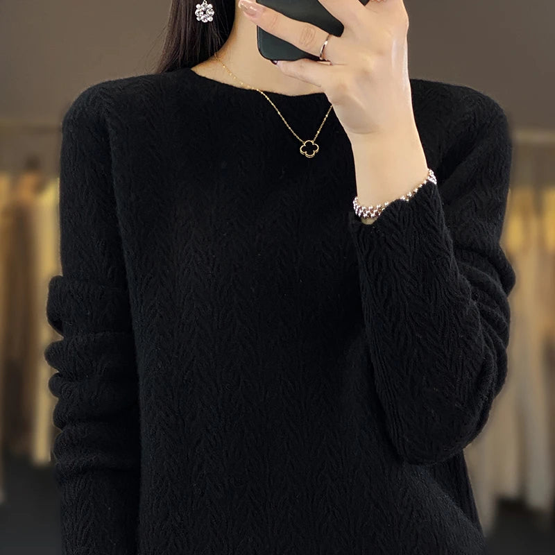 Pull en laine à col rond tendance pour femme