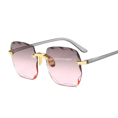 Randlose, quadratische Designer-Sonnenbrille für Damen