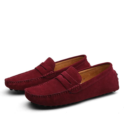 Hochwertige Wildleder-Freizeitschuhe für Herren, leichte, rutschfeste Herren-Fahrschuhe, Slip-On-Flats, Halbschuhe, Lederschuhe, 10 Farben, Größe 38–49