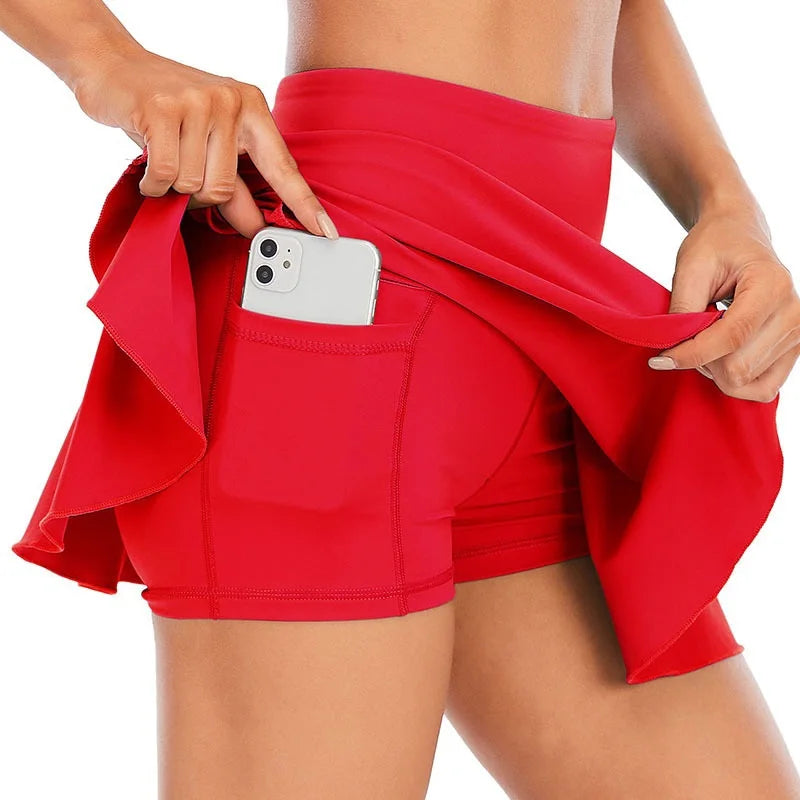High-Waist Golf Skirt with Fitness Shorts for Women