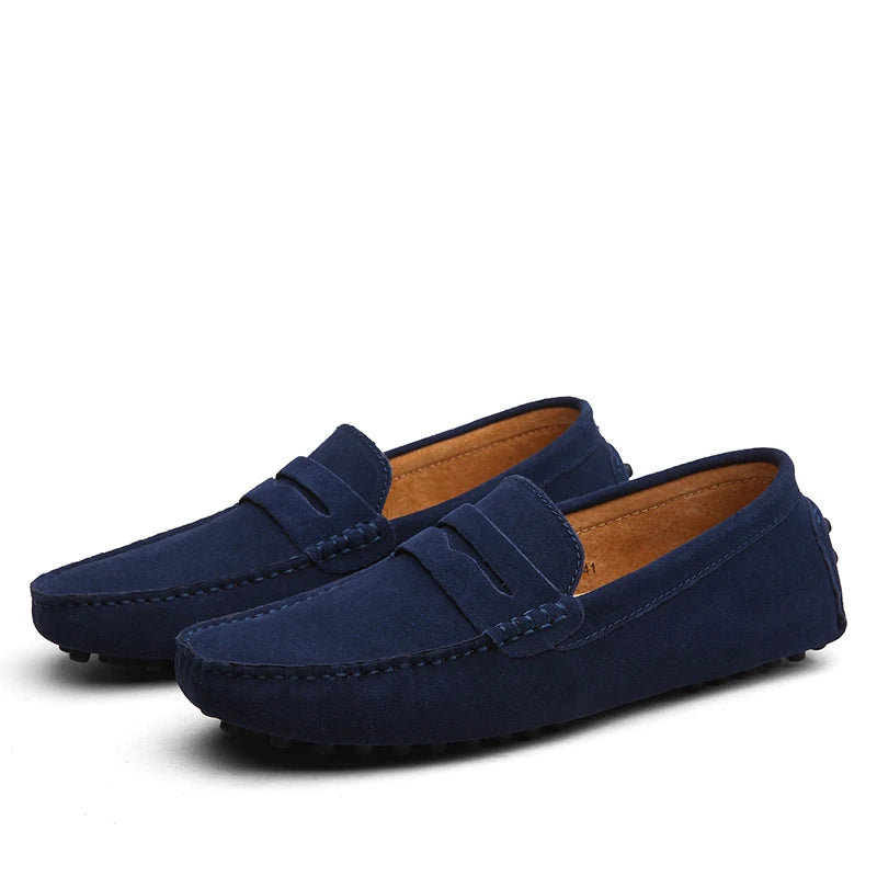 Hochwertige Wildleder-Freizeitschuhe für Herren, leichte, rutschfeste Herren-Fahrschuhe, Slip-On-Flats, Halbschuhe, Lederschuhe, 10 Farben, Größe 38–49