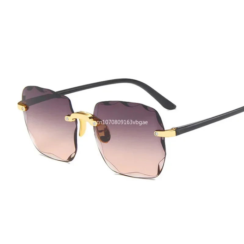 Randlose, quadratische Designer-Sonnenbrille für Damen