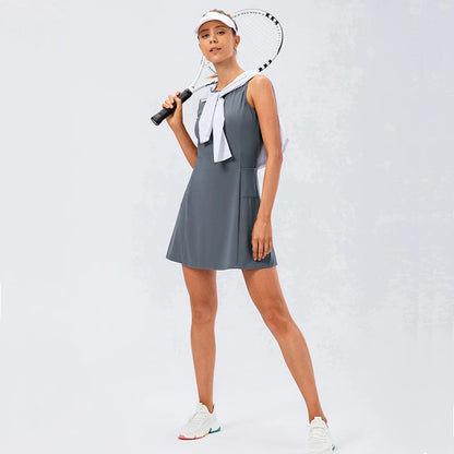 Womens Tennis Dress with Shorts & Pockets