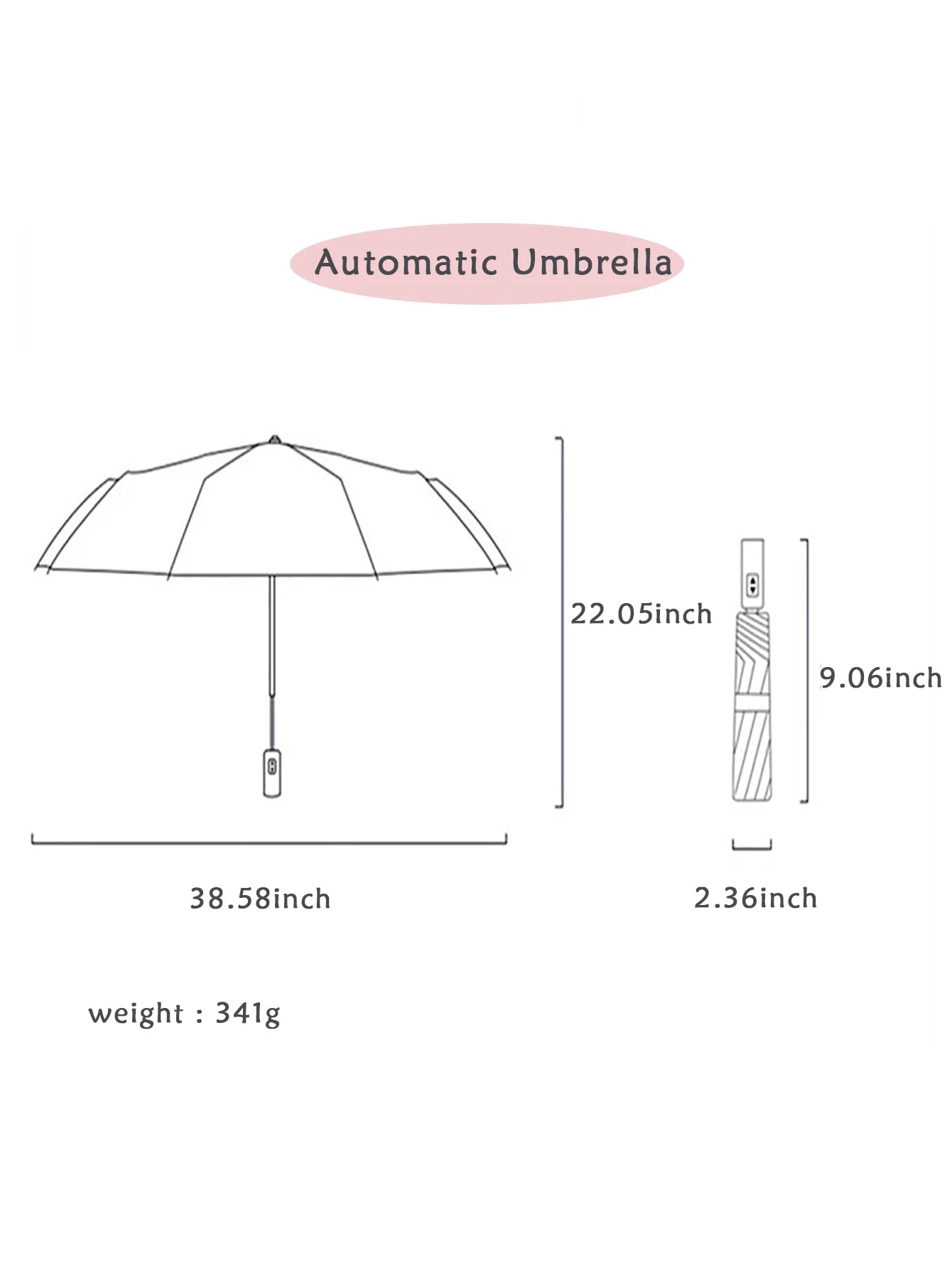 8 Ribs Windproof Travel Umbrella, Automatic Open/Close