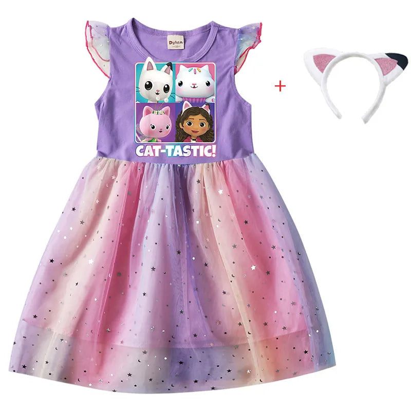 Cartoon Gabby Cats Baby Girl Dresses