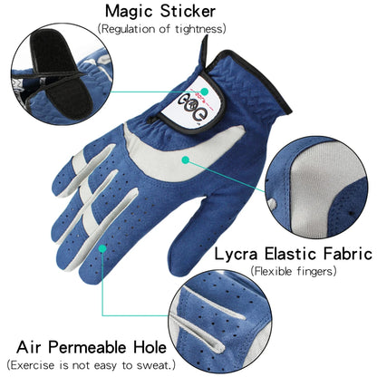 Pack 10 Pcs Men Golf Gloves Cool Comfortable Breathable Micro Fabric Blue Golf Glove